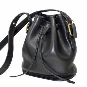 Coach Lulu's Legacy Drawstring Bucket Bag Style 9952 in Black Leather VINTAGE